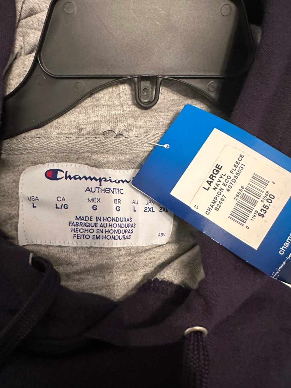 NWT (2) Champion Men's Royal Blue & Navy Zip-Up Hoodies, Large - Picture 5 of 8